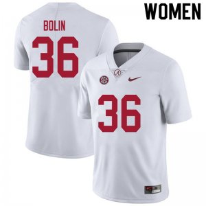 NCAA Women's Alabama Crimson Tide #36 Bret Bolin Stitched College 2020 Nike Authentic White Football Jersey GN17C36QP